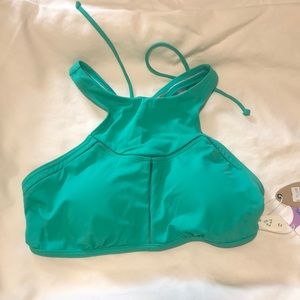 Prana Bathing Suit Top, high neck - teal - size Large